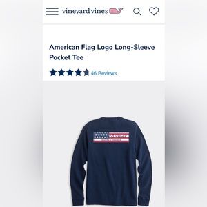 NWT Vineyard Vines American Flag Logo Long-Sleeve Pocket Tee Size M